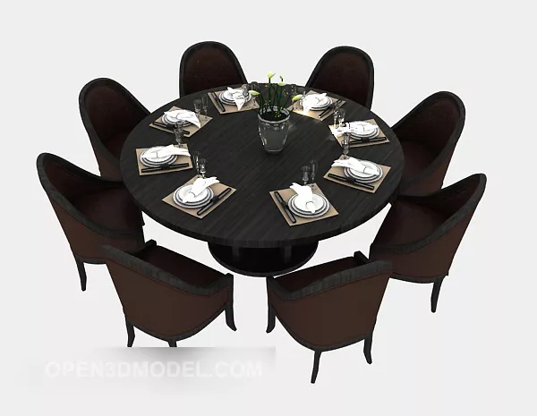 Large Round Table Chair Set 3d model Large Round Table Chair Set 3d model