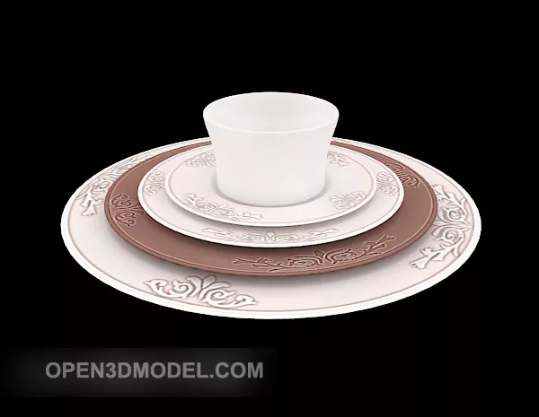White Porcelain Teapot Set 3d model