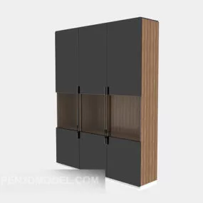 Three-door With Compartment Wardrobe 3d model