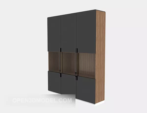 Three-door With Compartment Wardrobe 3d model Three-door With Compartment Wardrobe 3d model