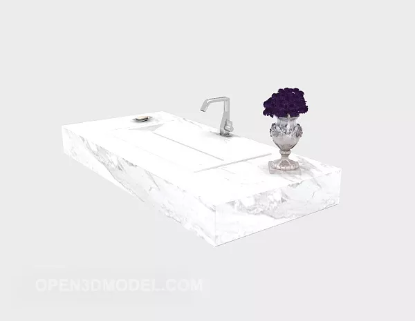 European Antique Washbasin With Mirror And Wall Lamp 3d model