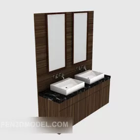 Toilet Washbasin, Decorative Mirror 3d model