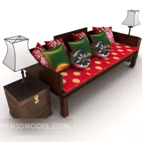 Traditional Chinese Multiplayer Sofa 3d model