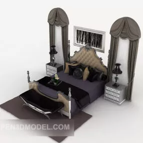 Traditional European Double Bed 3d model