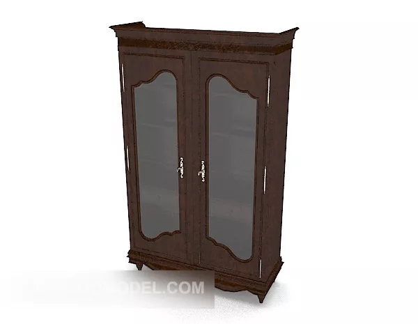 Wardrobe With Mirror Red Panel 3d model