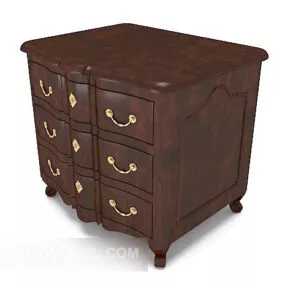 Traditional European Wooden Side Cabinet 3d model