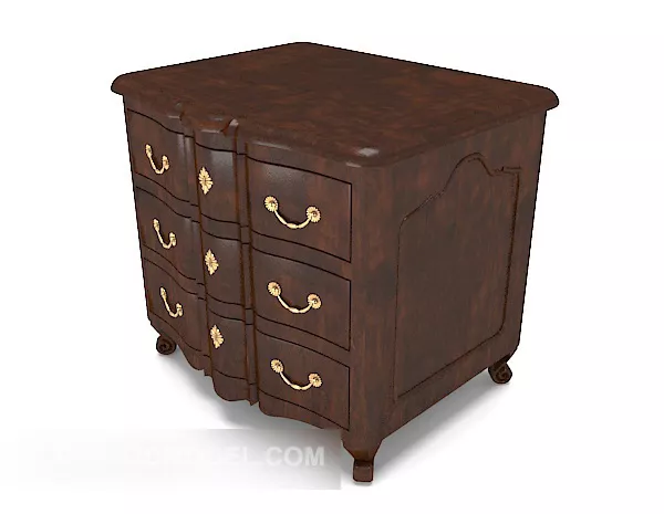 Traditional European Wooden Side Cabinet 3d model Traditional European Wooden Side Cabinet 3d model