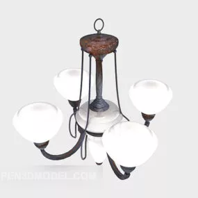 Traditional Ancient Chandelier White Shade 3d model