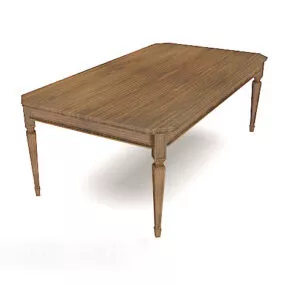 Traditional Wooden Minimalist Dining Table 3d model
