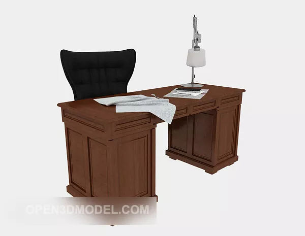 Traditional Solid Wood Desk 3d model Traditional Solid Wood Desk 3d model