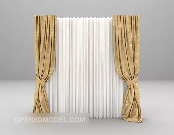 Two-color Matching Curtain Furniture 3d model Two-color Matching Curtain Furniture 3d model