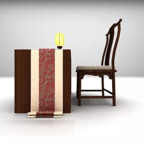 Typical Chinese Wood Desk Chair 3d model
