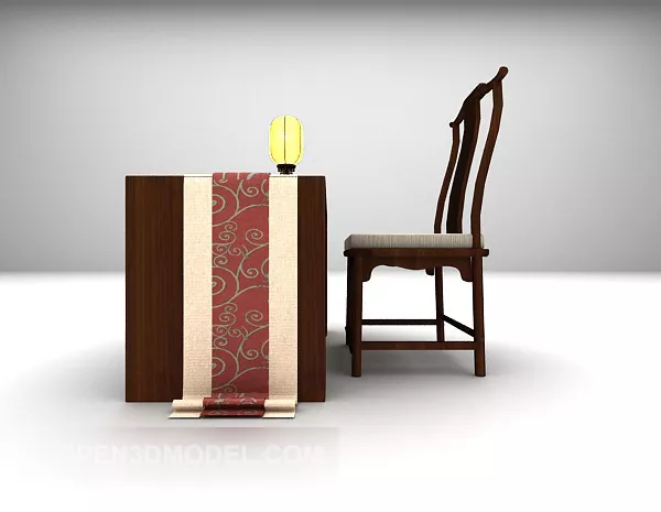 Typical Chinese Wood Desk Chair 3d model Typical Chinese Wood Desk Chair 3d model