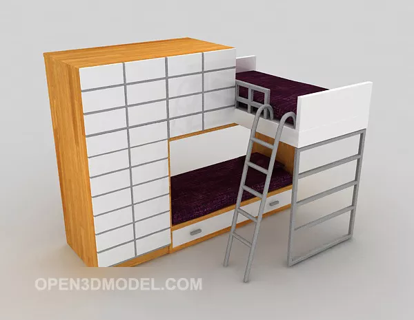 Walnut Wardrobe With Shelf 3d model