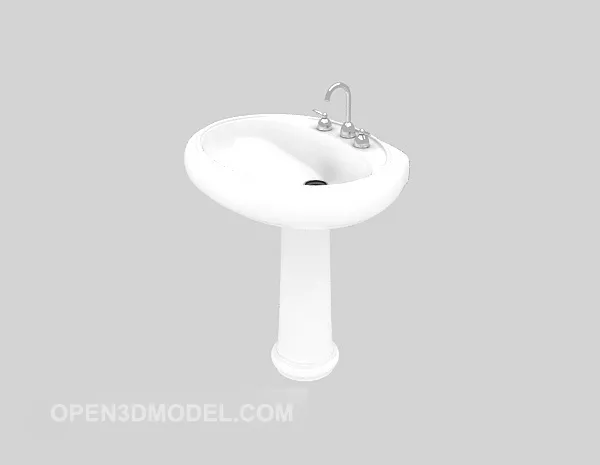 European Antique Washbasin With Mirror And Wall Lamp 3d model