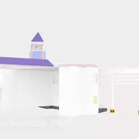White Villa Building Exterior 3d model