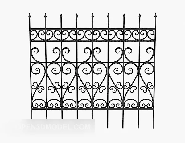 Fence With Rail In Textures 3d model