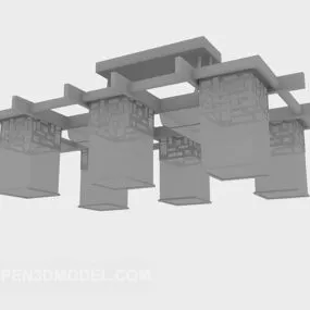 Vintage Chandelier Square Shade 3d model