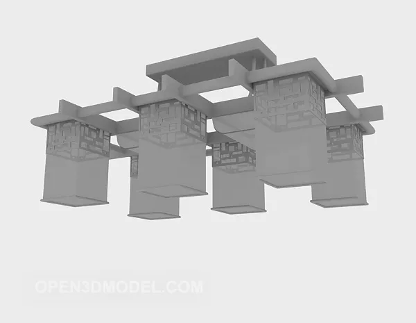 Vintage Chandelier Square Shade 3d model Vintage Chandelier Square Shade 3d model