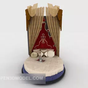Vintage Round Bed 3d model