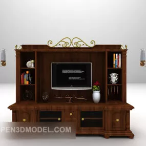 Vintage Brown Tv Cabinet Furniture 3d model