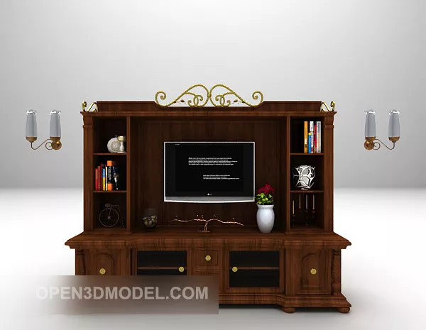 Vintage Brown Tv Cabinet Furniture 3d model Vintage Brown Tv Cabinet Furniture 3d model