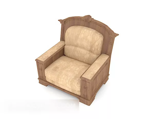 Vintage Brown Wooden Single Sofa 3d model Vintage Brown Wooden Single Sofa 3d model