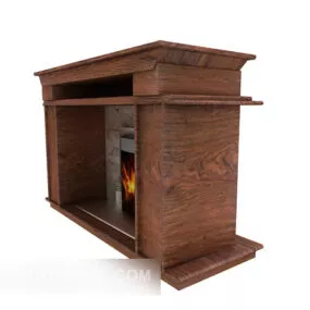 Vintage Fireplace Wooden Color 3d model