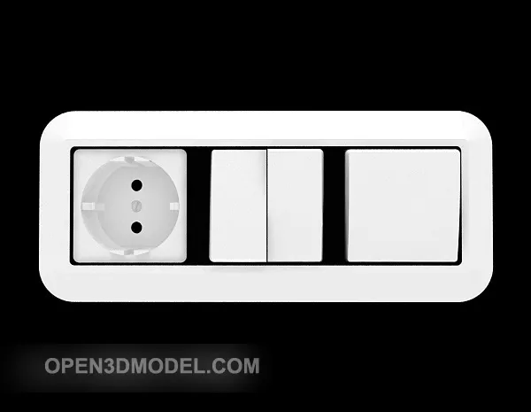 Square Switch With Red Button 3d model
