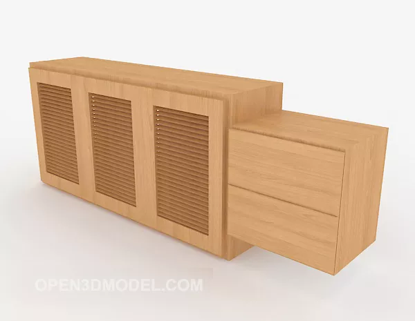 Brown Walnut Bedroom Wardrobe 3d model