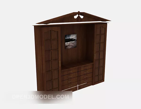 Bedroom Wardrobe With Shelf On Side 3d model