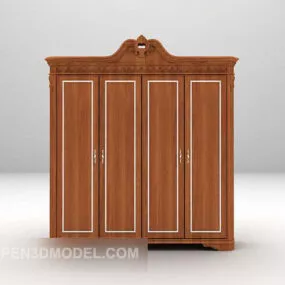Wood Wardrobe Antique Style 3d model