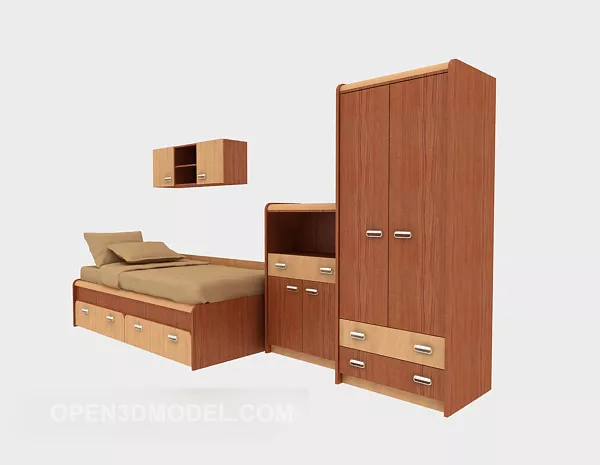 High Wardrobe With Drawers 3d model