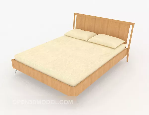 Warm Yellow Double Bed 3d model Warm Yellow Double Bed 3d model