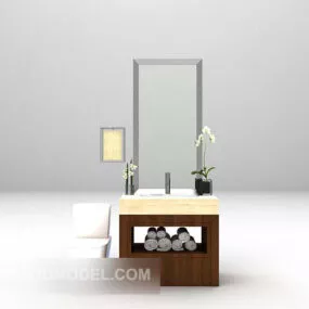 Washbasin Wooden Style 3d model