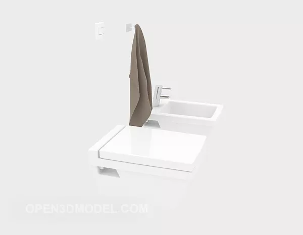 Washbasin With Rectangle Mirror 3d model