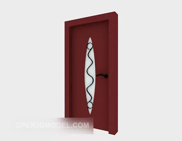Black Door With Inside Window 3d model