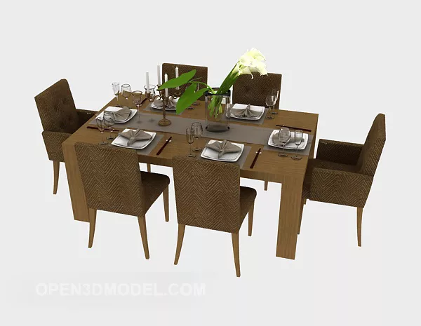 Western Dining Table 3d model Western Dining Table 3d model