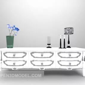 White Cabinet European Design 3d model