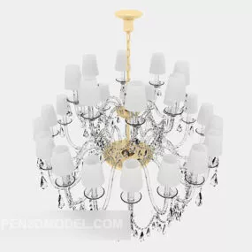 White Crystal Modern Chandelier 3d model