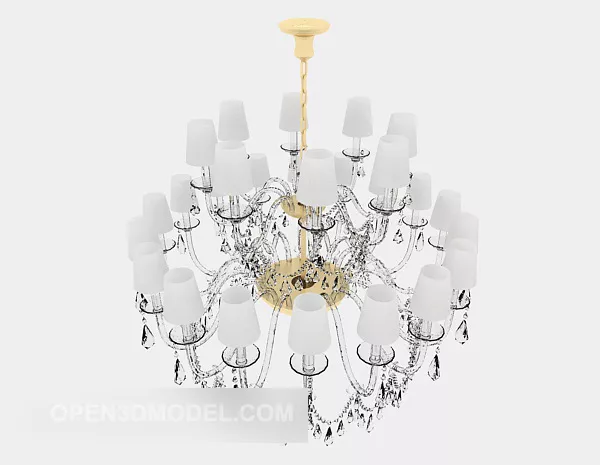 White Crystal Modern Chandelier 3d model White Crystal Modern Chandelier 3d model