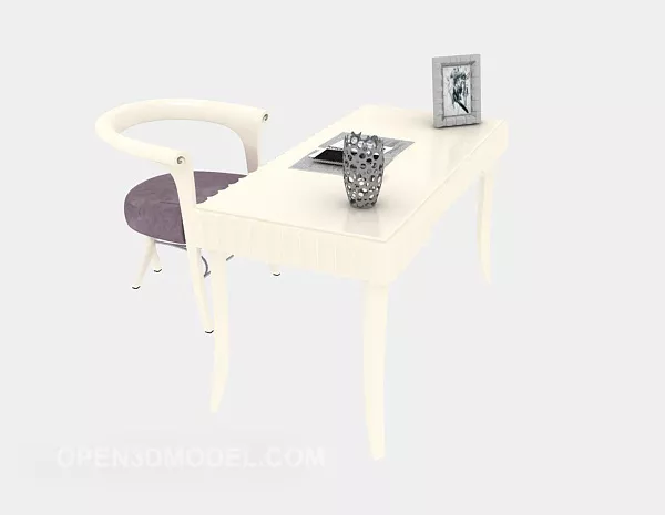 Beige Color Desk Furniture 3d model Beige Color Desk Furniture 3d model