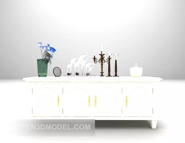 European White Tv Cabinet Furniture Set 3d model European White Tv Cabinet Furniture Set 3d model