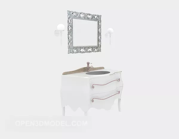 European Bath Cabinet White Paint 3d model European Bath Cabinet White Paint 3d model