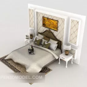White European Double Bed 3d model