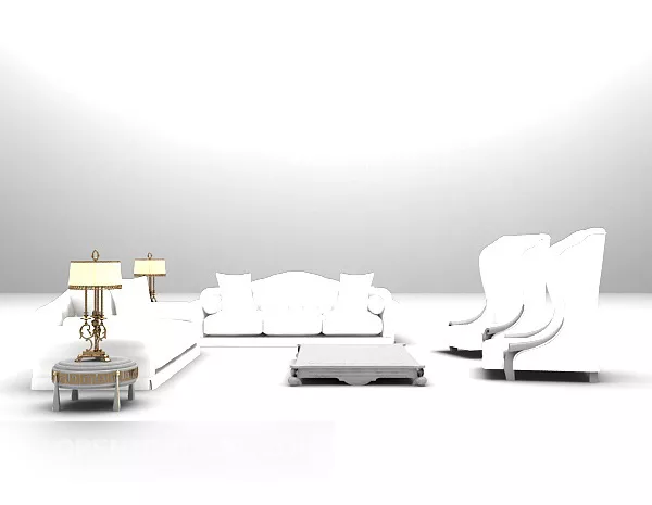 White European Sofa Furniture 3d model White European Sofa Furniture 3d model
