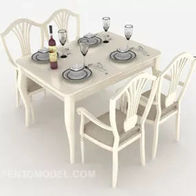 White European Table Chair 3d model