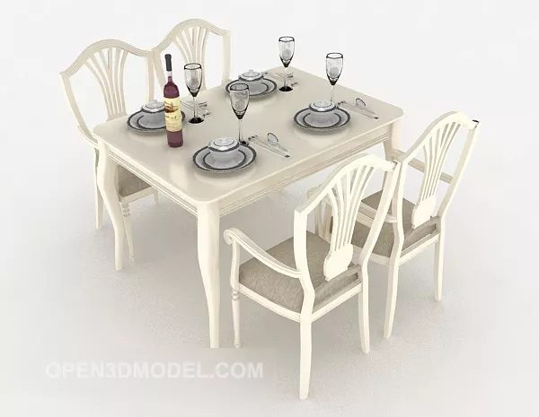 White European Table Chair 3d model White European Table Chair 3d model