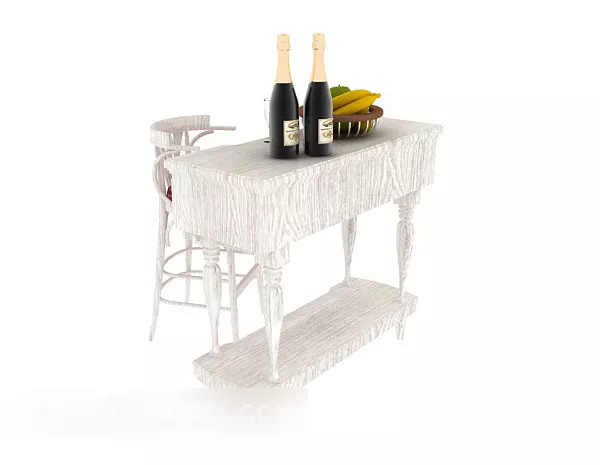 White European Table Chair Combination 3d model White European Table Chair Combination 3d model