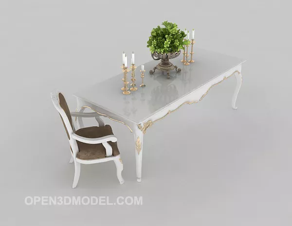 White Mediterranean Table 3d model White Mediterranean Table 3d model